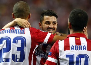 El Atleti celebra un tanto con Villa (Foto Atlético de Madrid)