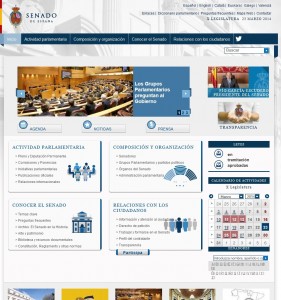 Página web del Senado en la muerte de Adolfo Suárez