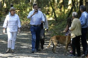 Merkel y Rajoy en el Camino de Santiago (Foto Moncloa)
