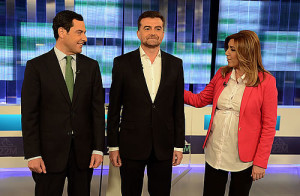 Susana Díaz, Juanma Moreno y Antonio Maíllo (Foto Canal Sur)