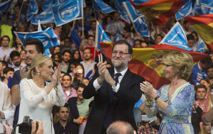 Rajoy, Aguirre e Cifuentes, en mitin del PP (Foto PP)
