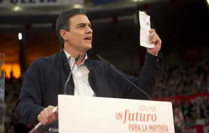Pedro Sánchez en un mitin (Foto PSOE)