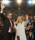 Rajoy, con Aguirre, Cifuentes y Cospedal en un mitin del PP (Foto: PP)